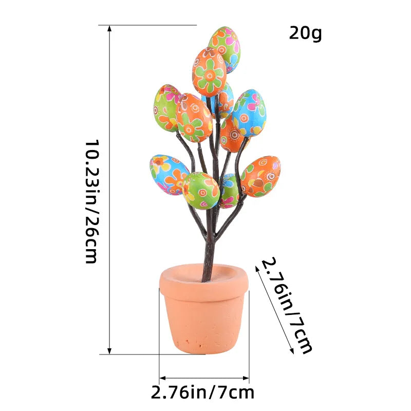 Easter Egg Potted Plant Artificial Tabletop Easter Egg Tree Decor for Easter Home Decor Centerpiece Flower Arrangement
