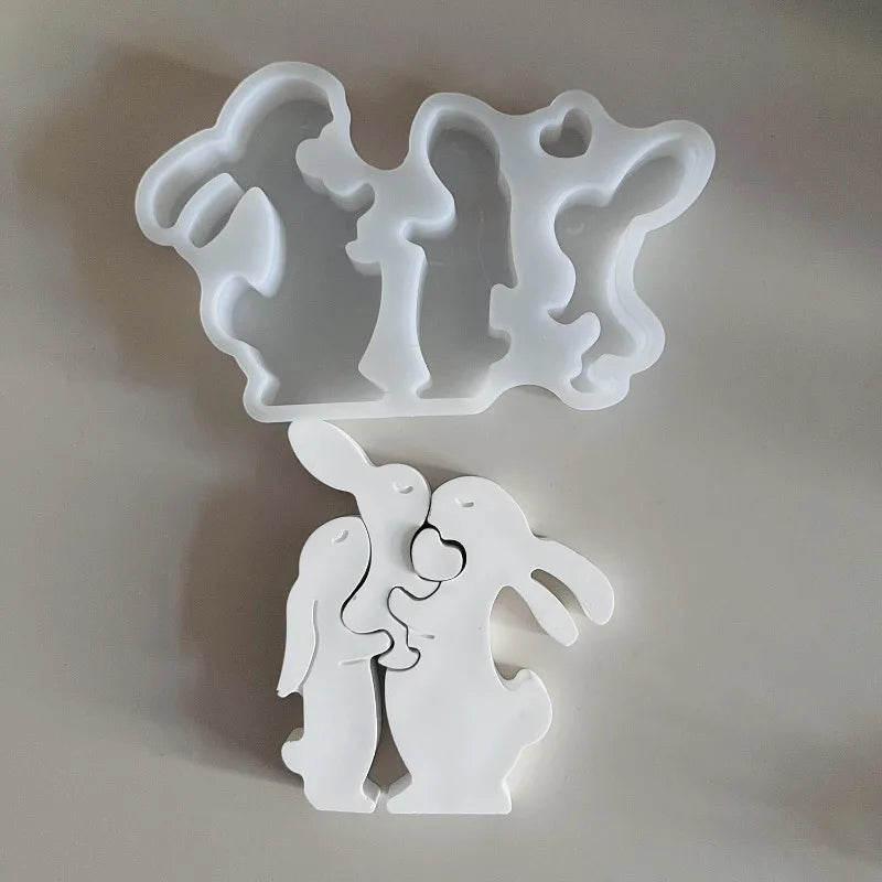 Easter Bunny Candle Decoration Silicone Molds DIY Gypsum Aromatherapy Family Rabbit Ornament Resin Mold Home Handicrafts Casting
