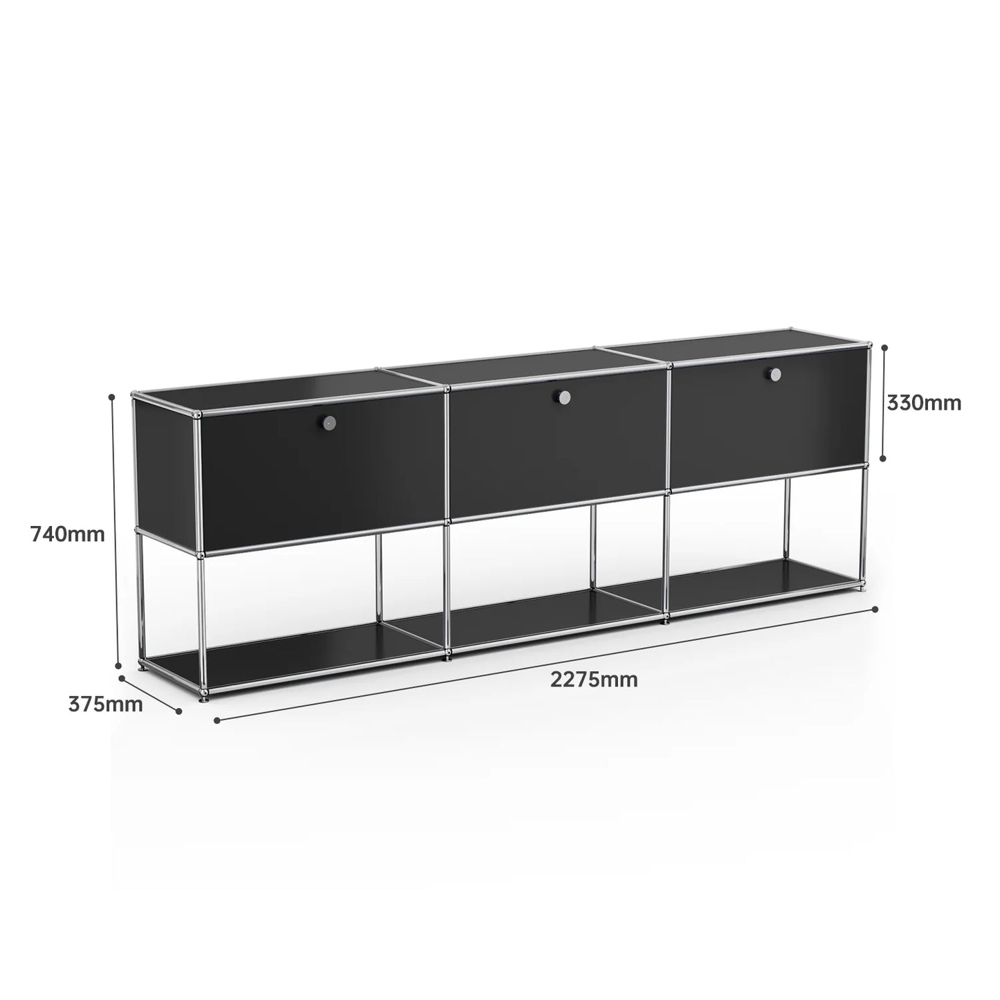 USM Haller Storage Cabinet Sideboard Haller Living Room Bedroom Stainless Steel Metal Board Modular Storage Shelf-No Keys