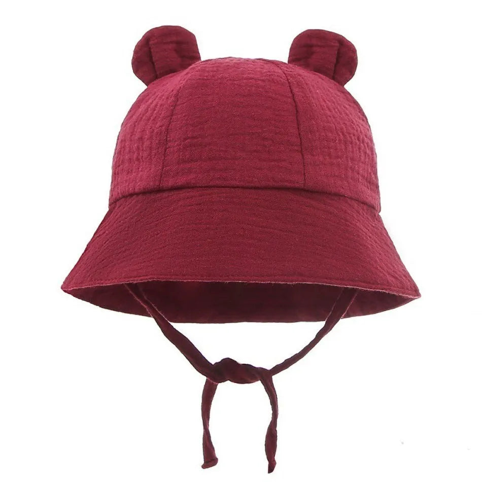 Newborn Baby Hat Infant Muslin Bucket Hat Kids Bear Ears Summer Beach Sun Caps Boys Girls Easter Hats For Toddlers 3-12 Months
