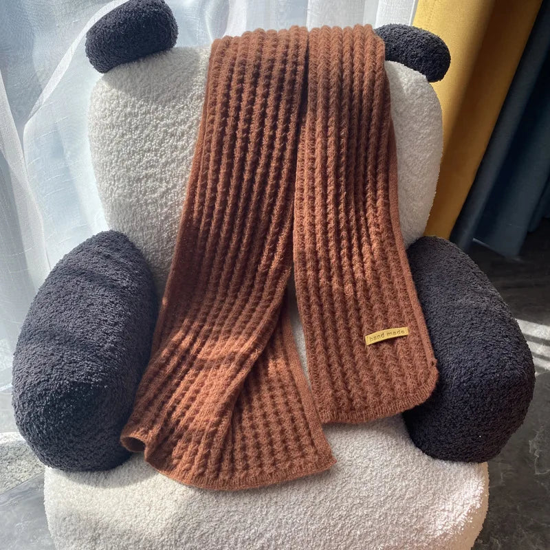 Scarf female winter new Korean version of the atmosphere sense of double-sided students cute warm thickened knitting senior sens