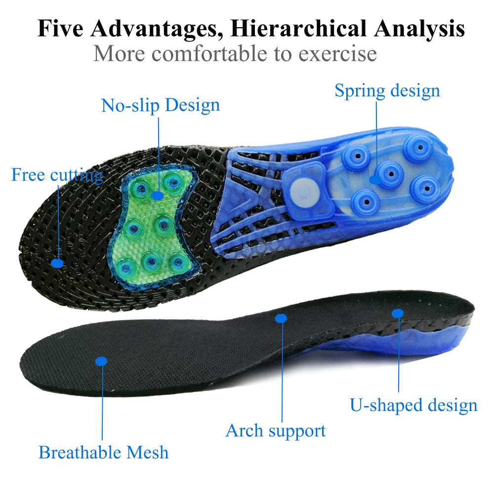 Premium Silicone Gel Insoles With Spring Shock Absorption Cushioning Sports Insole Orthopedic Insert Plantar Fasciitis Feet Care
