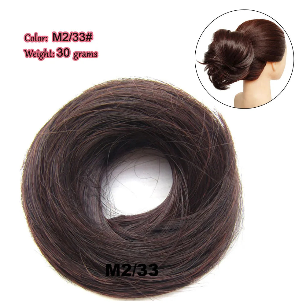 Synthetic Messy Bun Hair Piece Scrunchie Donut Tousled Flexible Hair Bun Straight Chignon Wig Accessory Updo Bun Hair