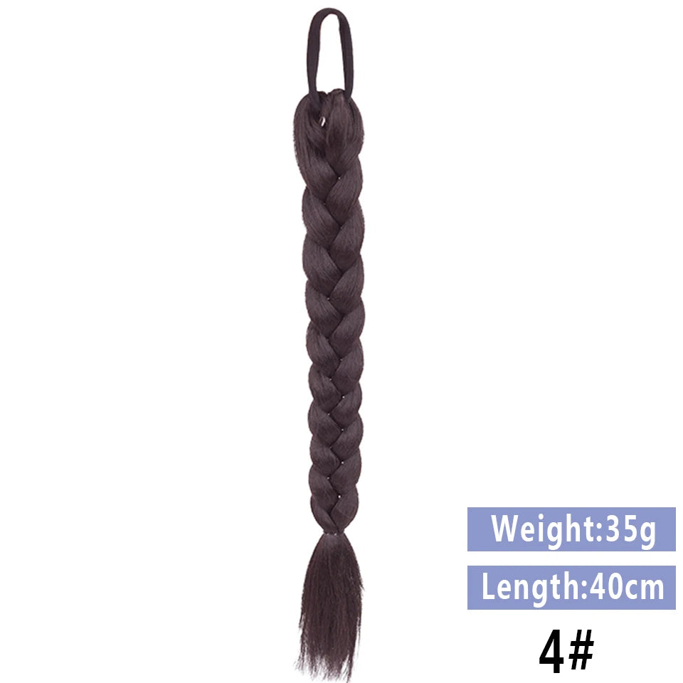 LUPU Synthetic Braided Ponytails Hair Extensions For Women With Elastic Hair Band Hairpieces Natural Black Brown Fake Hair