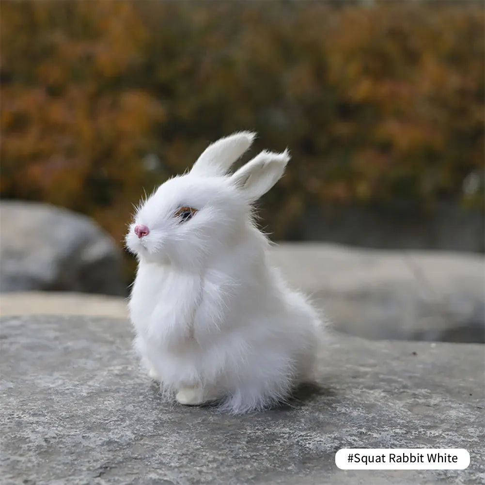 Simulation Plush Toys Action Figures Kids Gift Simulation Rabbit Toy Squatting Model Home Decoration Rabbit Model Easter Rabbits