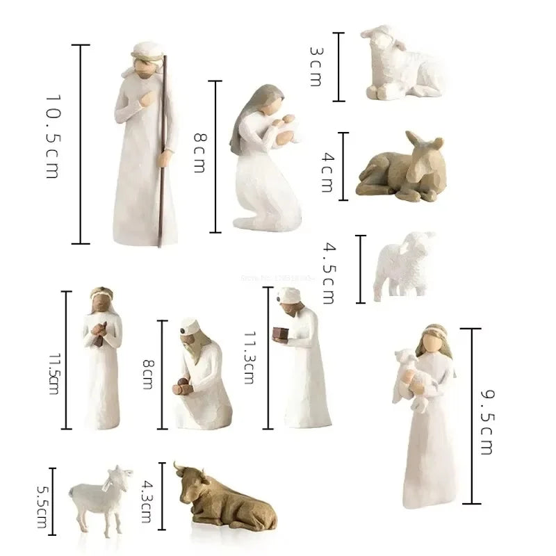 2024 Jesus Nativity Statue Resin Holy Family Willow Tree Set Ornaments Easter Religious Crafts Diy Customized Christmas Gift