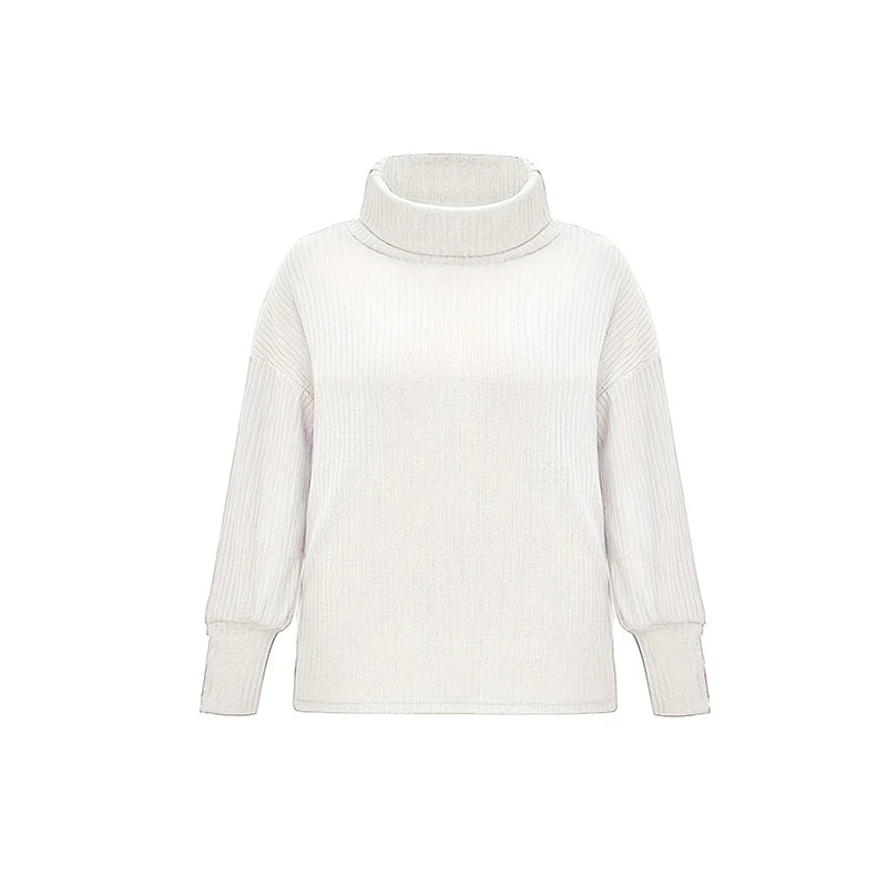 Plus Size Women's Long Sleeve Turtleneck Tops Pullovers Knitted Loose Sweater