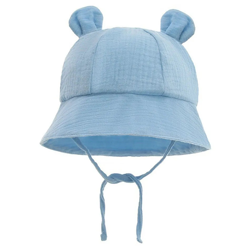 Newborn Baby Hat Infant Muslin Bucket Hat Kids Bear Ears Summer Beach Sun Caps Boys Girls Easter Hats For Toddlers 3-12 Months