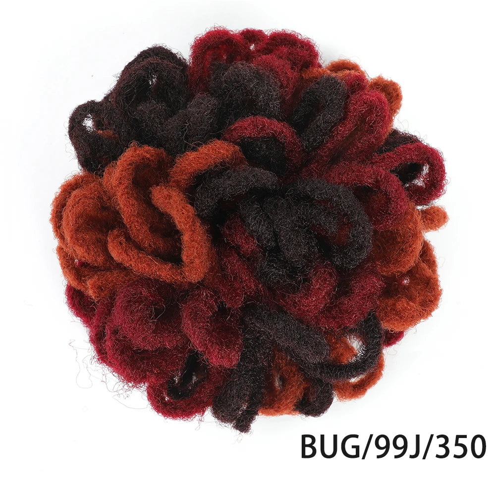 Dreadlocks Bun Afro Puff Drawstring Ponytail Hairpiece 8 Inch High Quality Synthetic Clip in Hair Extensions for Black Women