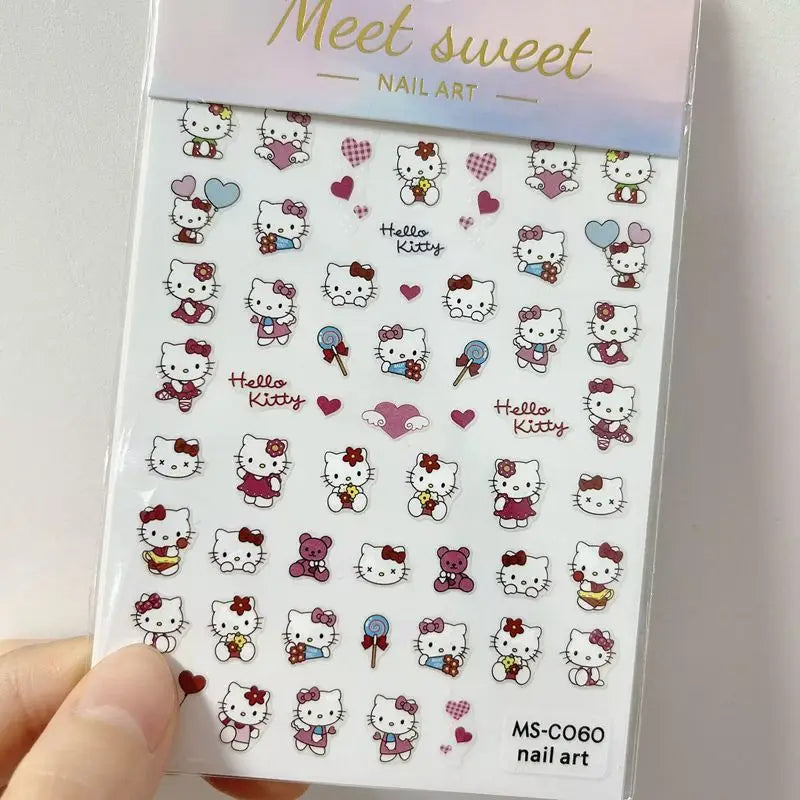 1PCS Cartoon Cute Melody Kuromi 3D Nail Stickers Press on Nails Sanrio Nail Art Decoration New Anime Nail Art Decals Stickers