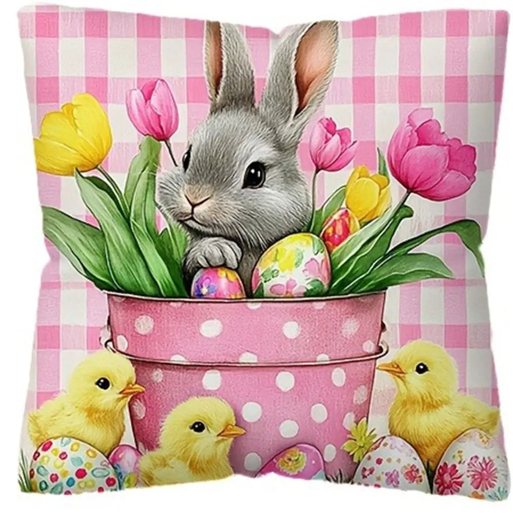 Easter Bunny Print Pillowcase Holiday Bedroom Living Room Decoration Polyester Cushion Cover Nordic Home Decor Pillowcase