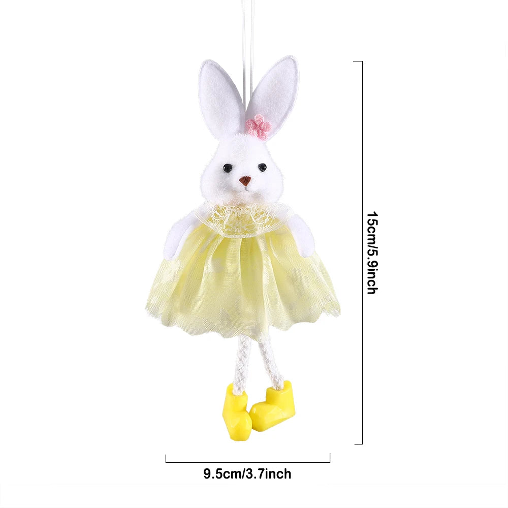 24cm Easter Flower Bunny Ornaments Pink Yellow Gauze Skirt Bunny Easter Party Decor Supplies Home Desktop Decorations Kids Gifts