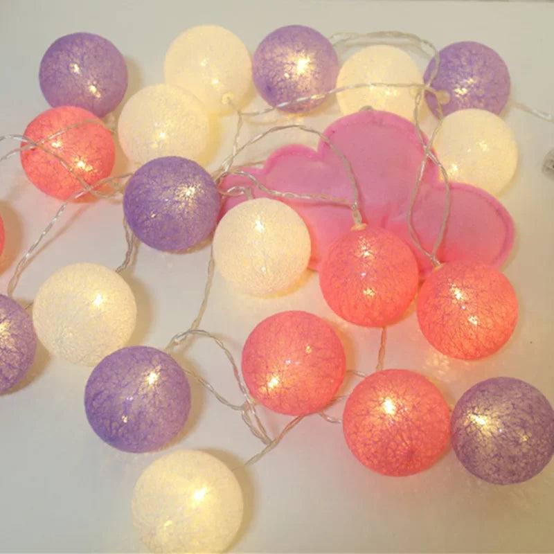 3M 20 LED Cotton Garland Balls Lights String Christmas Easter Outdoor Hanging Party Baby Kids Room Bed Fairy Lights Decorations