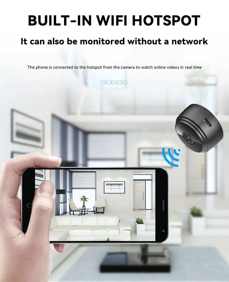 Home indoor 360°Bracket rotating wireless camera WiFi monitoring network high-definition outdoor sports portable mini smart security camera