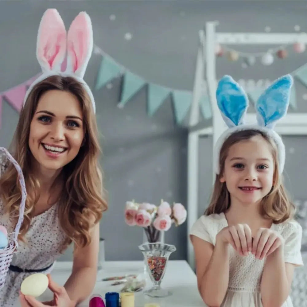 Cute Colorful Bunny Ear Easter Headbands Plush Adult Kids Headwear Rabbit Ear Hair Accessories Masquerade Tiara Adult Children