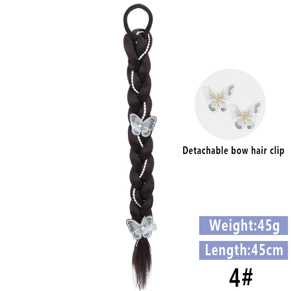 LUPU Synthetic Braided Ponytails Hair Extensions For Women With Elastic Hair Band Hairpieces Natural Black Brown Fake Hair