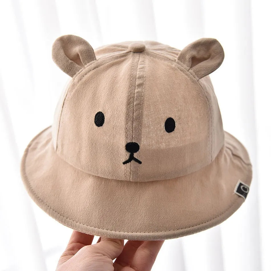 Newborn Baby Hat Infant Muslin Bucket Hat Kids Bear Ears Summer Beach Sun Caps Boys Girls Easter Hats For Toddlers 3-12 Months
