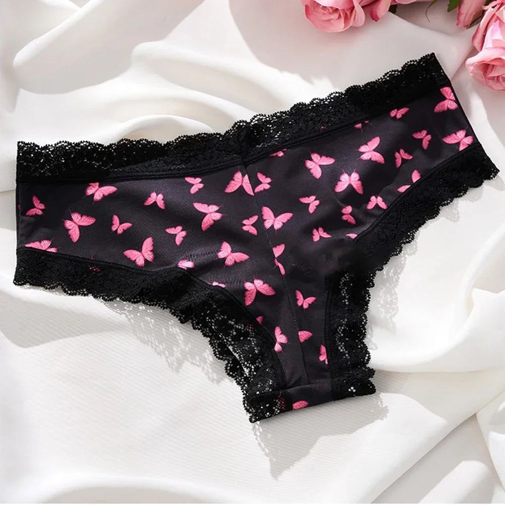 Women Butterfly Print Underwear Secret Clothes Sexy Lingerie Lace Lingerie Sweet Girly Seamless Briefs Japanese Princess Pantie