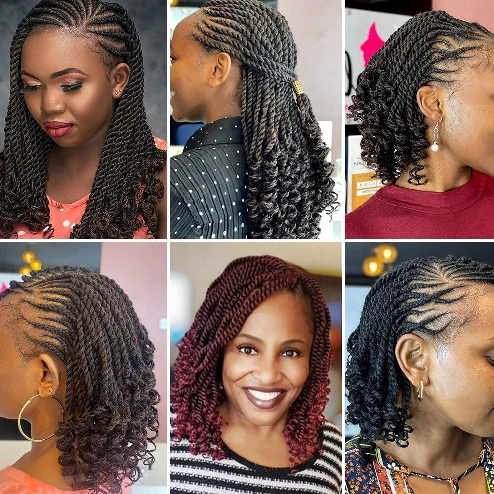 Wavy Senegalese Twist Crochet Hair Pre-Looped Passion Twist Crochet Hair With Curly Ends Synthetic Havana Twist Braiding Hair
