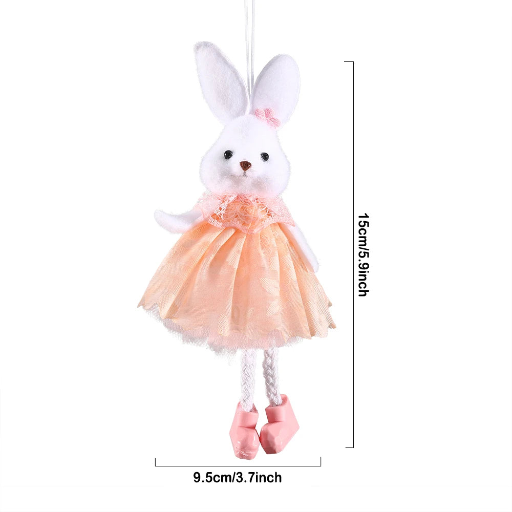 24cm Easter Flower Bunny Ornaments Pink Yellow Gauze Skirt Bunny Easter Party Decor Supplies Home Desktop Decorations Kids Gifts