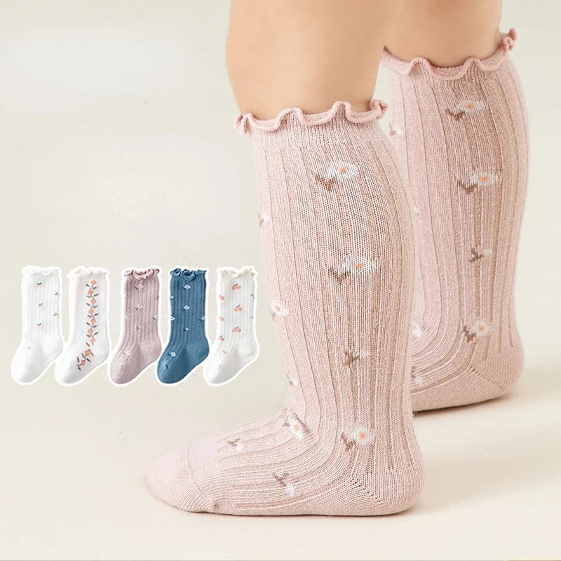 Autumn winter new baby mid-tube knee socks kawaii girls Princess lace flower stockings cute sock comfortable newborn accessories
