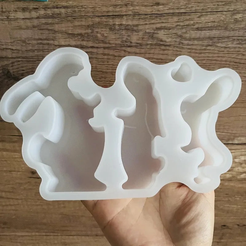 Easter Bunny Candle Decoration Silicone Molds DIY Gypsum Aromatherapy Family Rabbit Ornament Resin Mold Home Handicrafts Casting