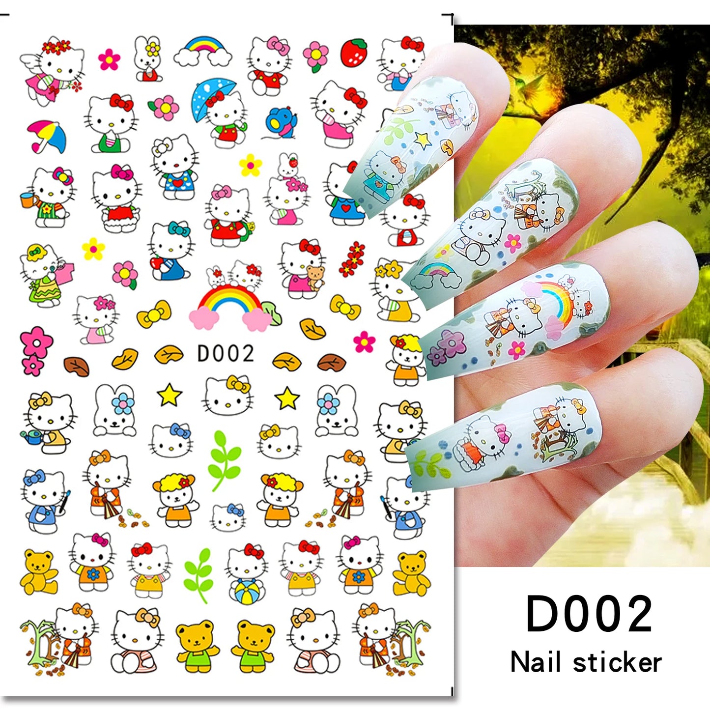 1PCS Cartoon Cute Melody Kuromi 3D Nail Stickers Press on Nails Sanrio Nail Art Decoration New Anime Nail Art Decals Stickers