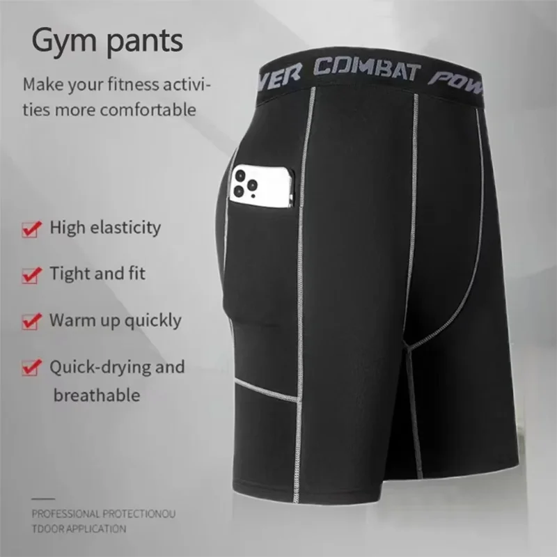 Men Sports Training Tight Shorts Five Trousers Camouflage Printed Trousers Fitness Basketball Running Cycling Bottoming Elastic