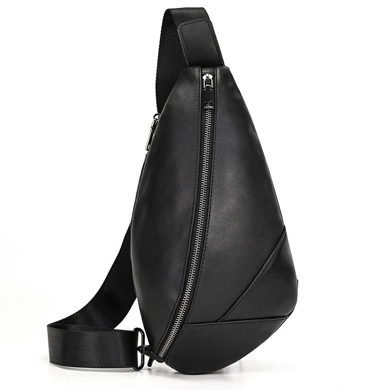 Casual Sport Bag Leather Chest Bags for Men iPad Mini Cow Leather One Shoulder Bags Male Anti Theft Chest Pack Sling Bag for Men