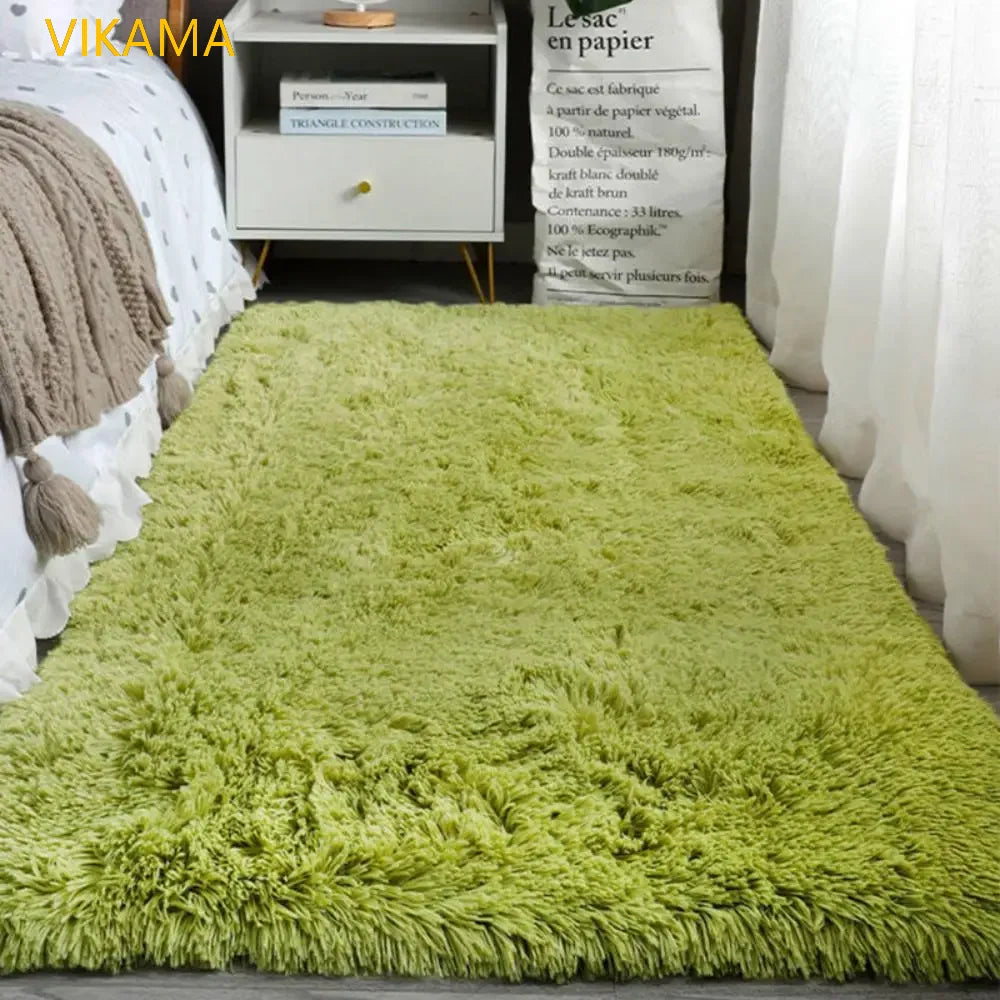 VIKAMA Simple Silk Wool Plush Carpet Bedroom Living Room Bed Blanket Solid Color High-Grade Soft Blanket Room Coffee Table Mat