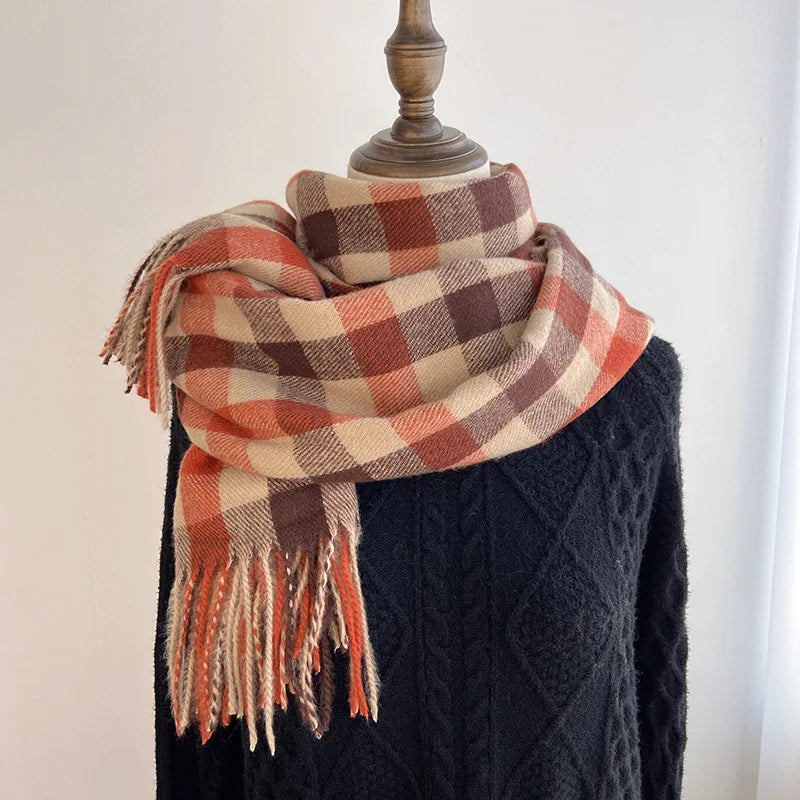 Scarf female winter new Korean version of the atmosphere sense of double-sided students cute warm thickened knitting senior sens