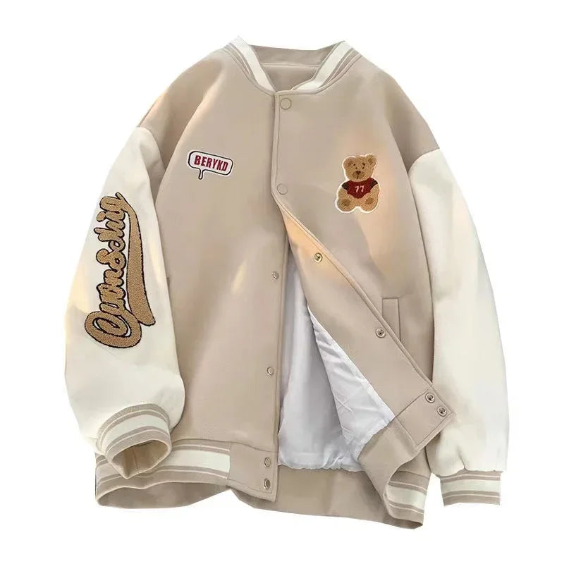 Heavy embroidery letters hot brick baseball uniforms for men and women American autumn and winter retro fashion trend ins tops