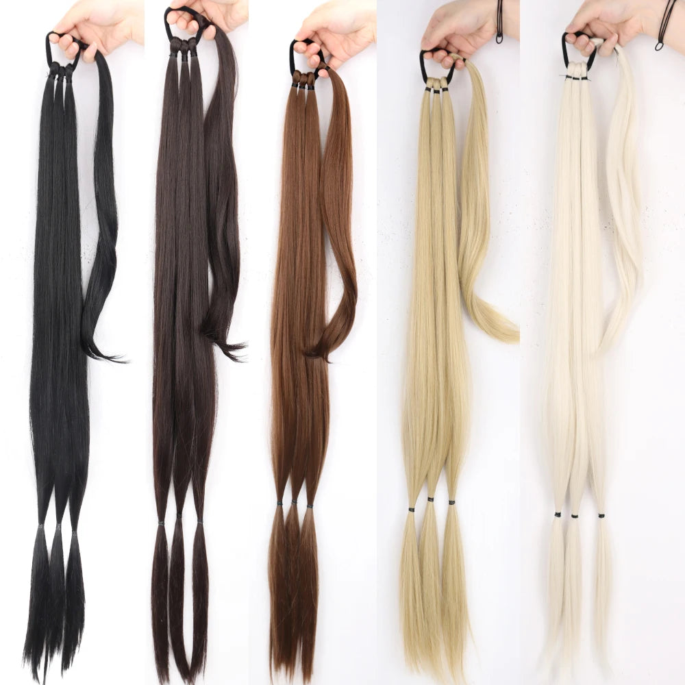 AZQUEEN synthetic Braided ponytail Hairpieces with elastic rubber band Heat-resistant high temperature fiber suitable for women
