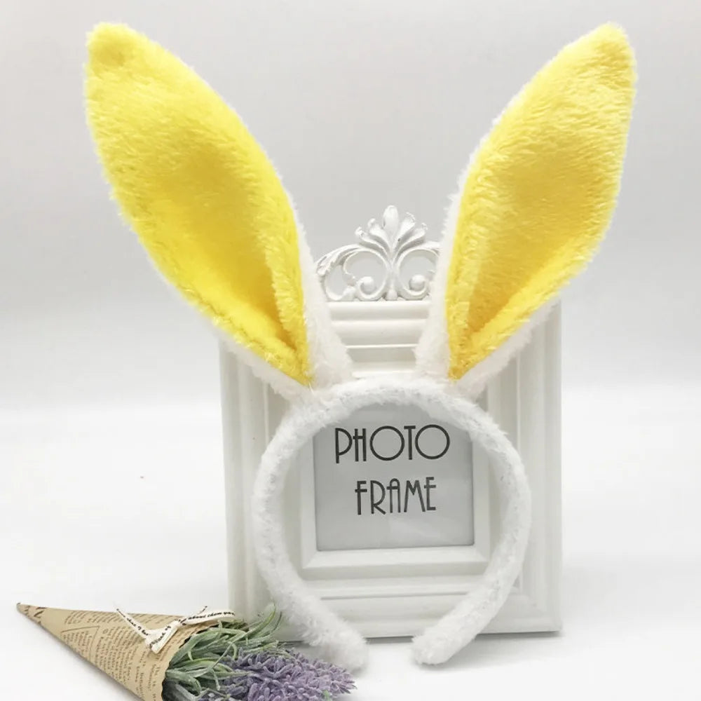 Cute Colorful Bunny Ear Easter Headbands Plush Adult Kids Headwear Rabbit Ear Hair Accessories Masquerade Tiara Adult Children
