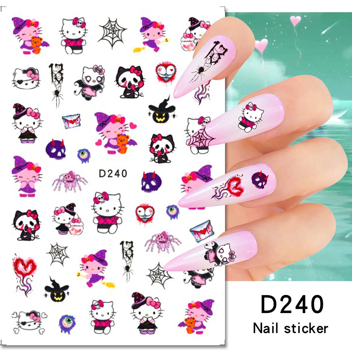 1PCS Cartoon Cute Melody Kuromi 3D Nail Stickers Press on Nails Sanrio Nail Art Decoration New Anime Nail Art Decals Stickers