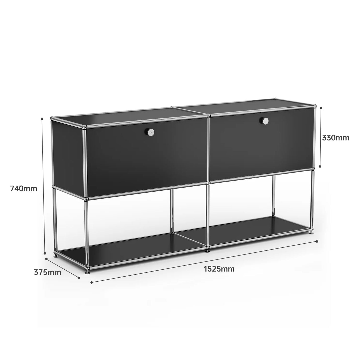 USM Haller Storage Cabinet Sideboard Haller Living Room Bedroom Stainless Steel Metal Board Modular Storage Shelf-No Keys