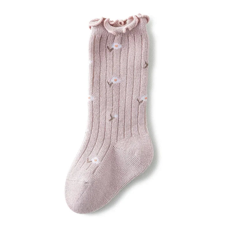 Autumn winter new baby mid-tube knee socks kawaii girls Princess lace flower stockings cute sock comfortable newborn accessories