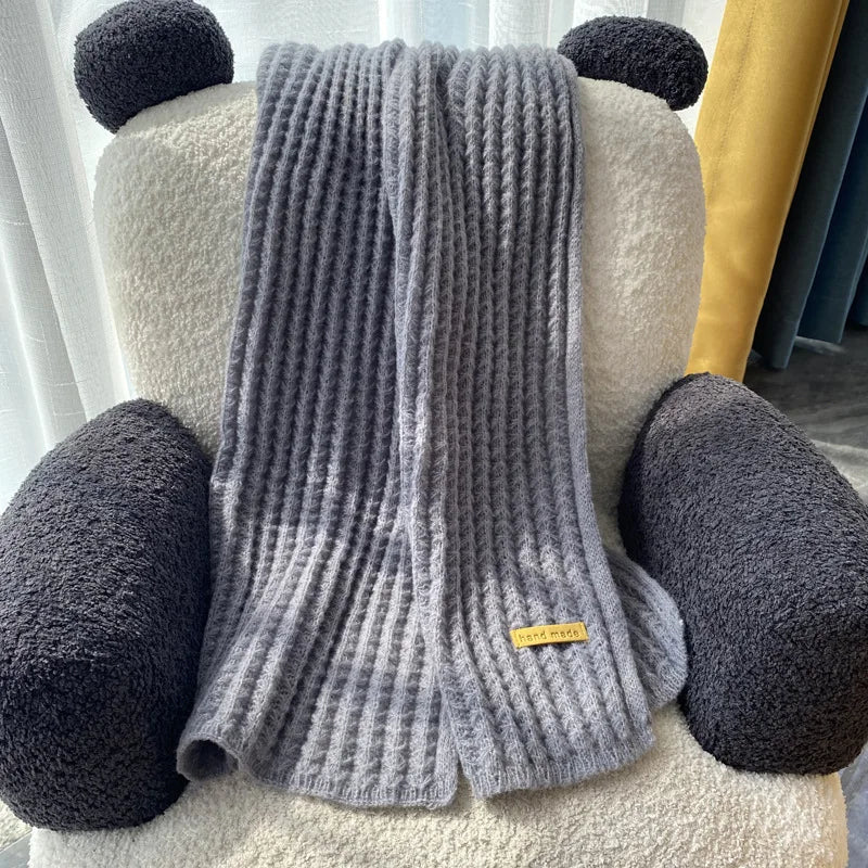 Scarf female winter new Korean version of the atmosphere sense of double-sided students cute warm thickened knitting senior sens