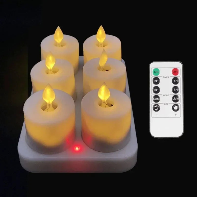 6Pcs/Set Flickering Flameless Candles Outdoor Indoor with Remote Control LED Candles Easter Candle Wedding Decoration Lighting
