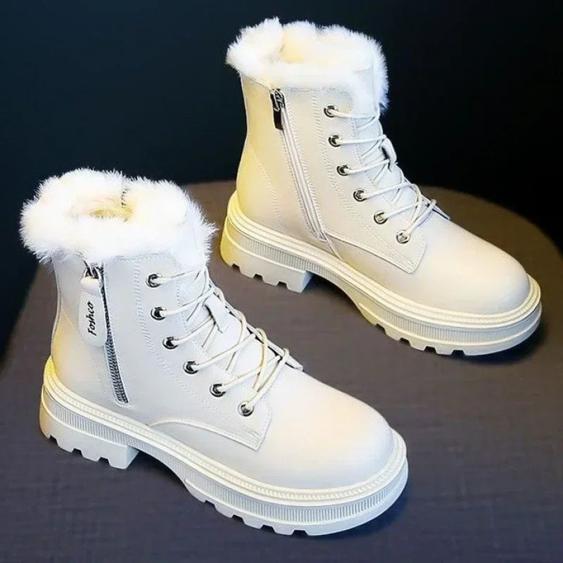 Snow Boots Women's Shoes New Plush Cotton Shoes Zip Winter Ankle Boots Platform Warm Non-slip Comfortable Outdoor Boots 2025