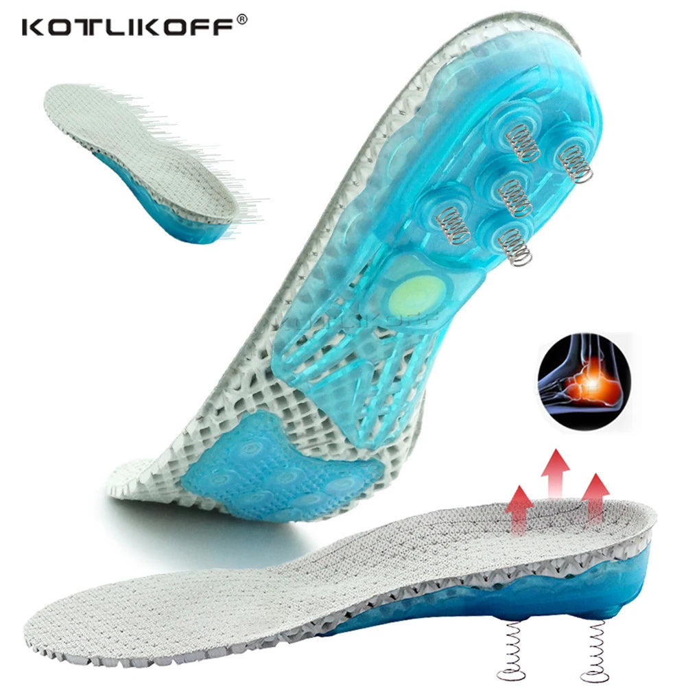 Premium Silicone Gel Insoles With Spring Shock Absorption Cushioning Sports Insole Orthopedic Insert Plantar Fasciitis Feet Care