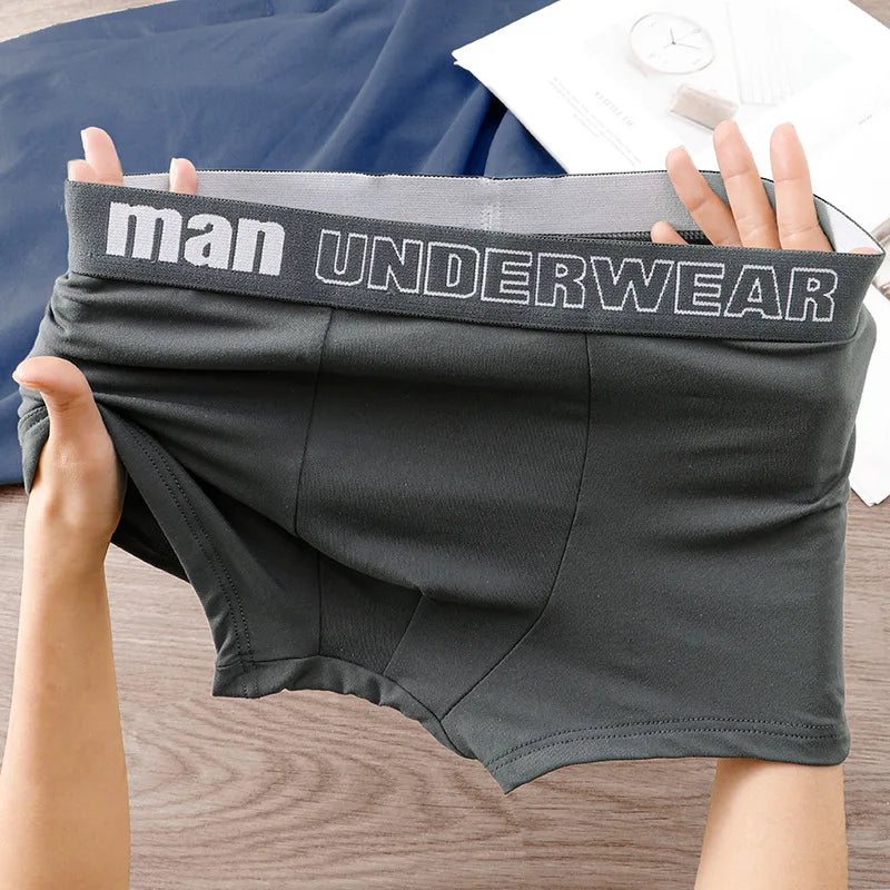 Men Boxers Underpants Sports Underwear Black Gray L XL XXL Soft Breathable Fashion Shorts Letters Wide Band Pants