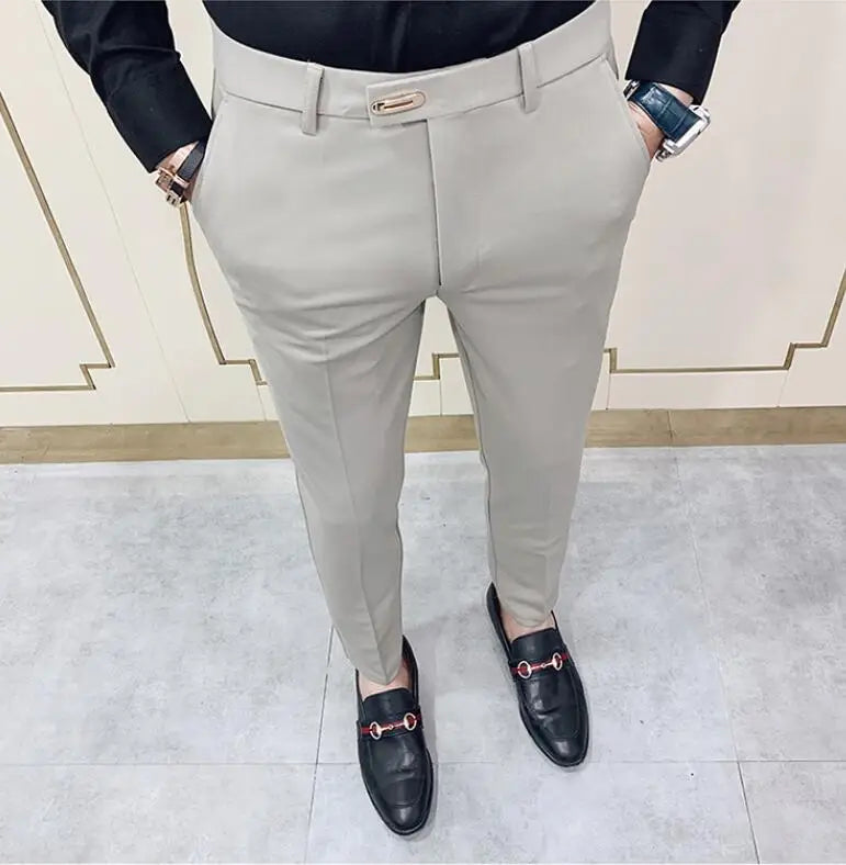 2022 Suit Pants Spring Man Suit Pants Fashion Casual Slim Business Suit Pants Men Wedding Party Work Trousers Classic Large 36