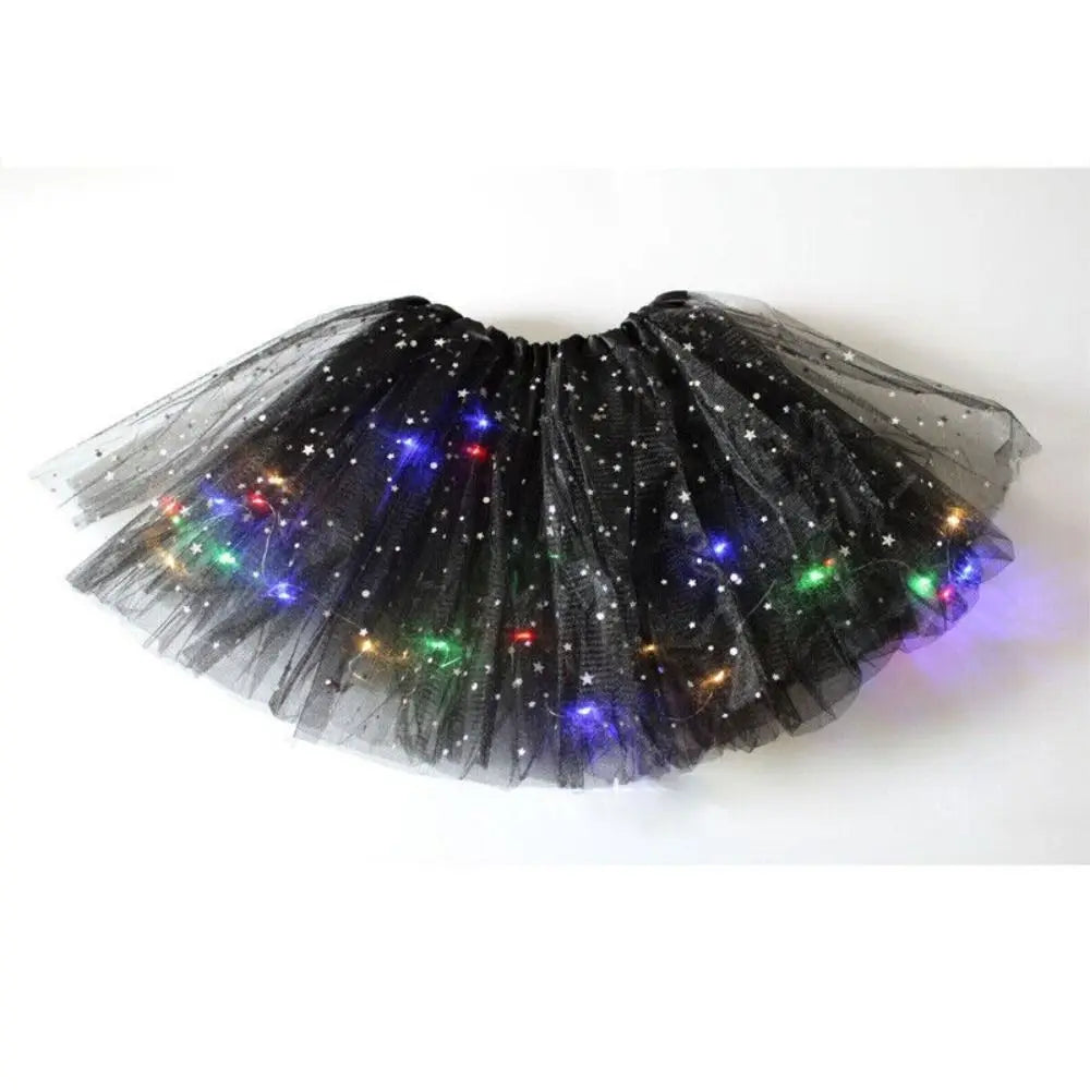 Light Up Girls LED Glow Tutu Star Stage Dance Skirt Princess Christmas