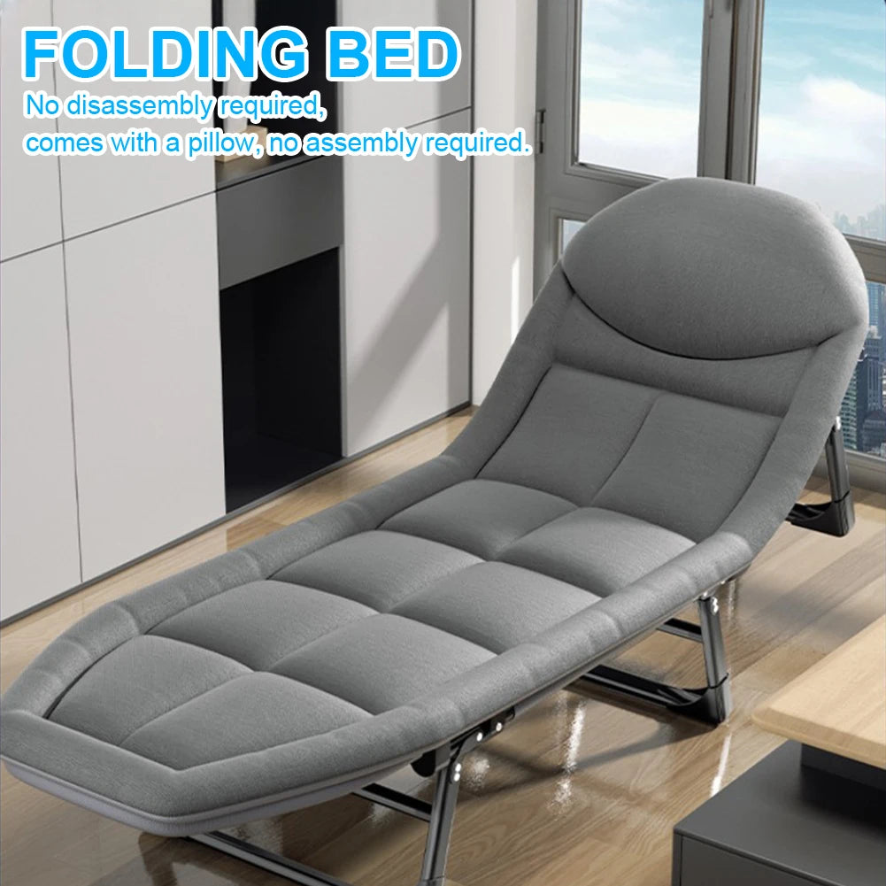 Folding Bed Portable Ultralight Camping Cot Camp Beds Portable Outdoor Beach Backrest Bed Chair for Office Hospital Napping