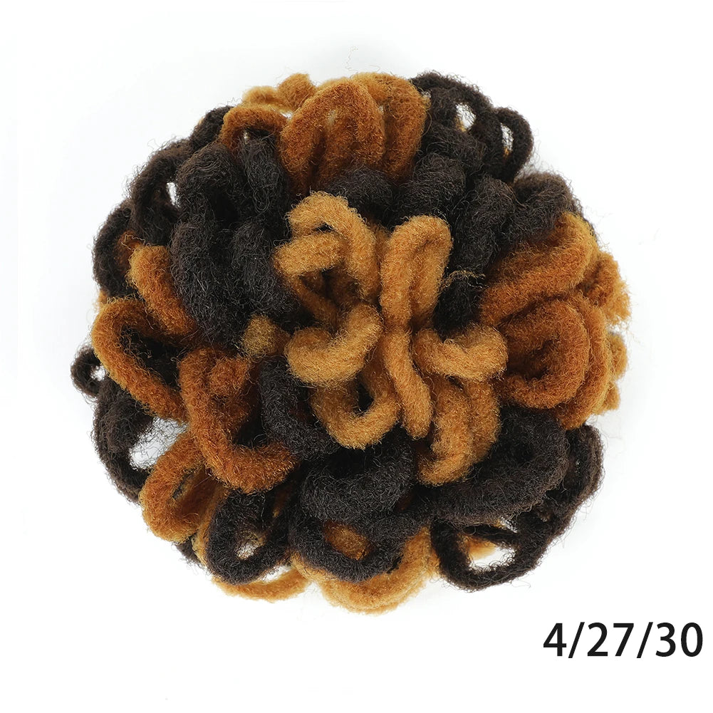 Dreadlocks Bun Afro Puff Drawstring Ponytail Hairpiece 8 Inch High Quality Synthetic Clip in Hair Extensions for Black Women