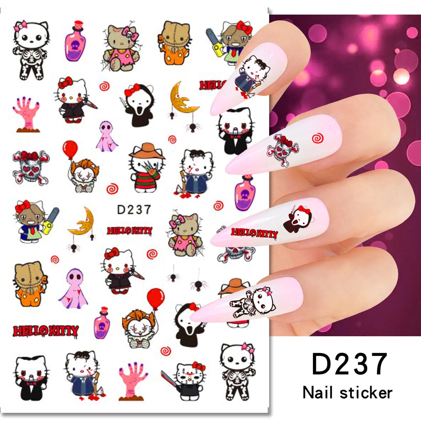 1PCS Cartoon Cute Melody Kuromi 3D Nail Stickers Press on Nails Sanrio Nail Art Decoration New Anime Nail Art Decals Stickers