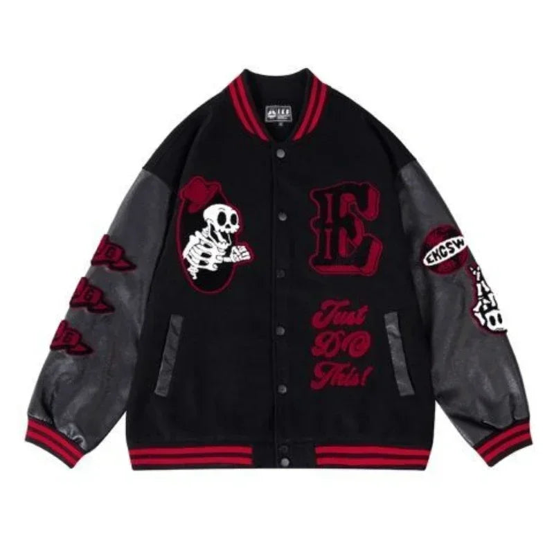 Heavy embroidery letters hot brick baseball uniforms for men and women American autumn and winter retro fashion trend ins tops