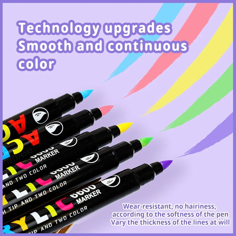 84 Colors Acrylic Paint Markers Pens Two Tone Double Nib Soft Brush Set for Rock Painting,Calligraphy,Brush Lettering,Easter Egg