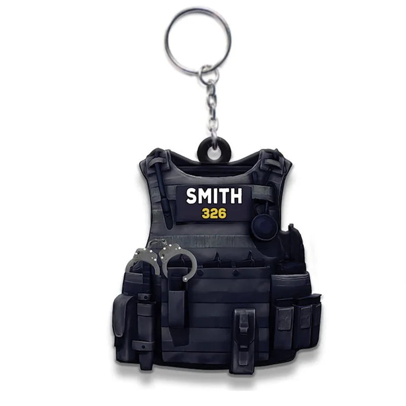New Police Uniform Key Chain Decoration Acrylic Flat Men's And Women's Backpacks Creative Hanging Key Ring